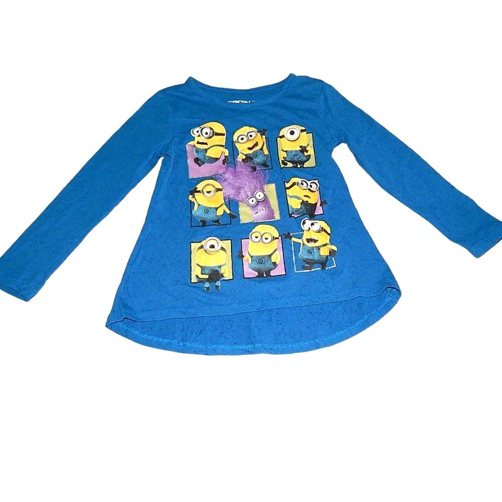 Despicable Me 2 girls x‑small 4/5 blue Minion long‑sleeve shirt